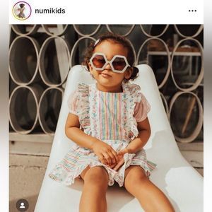 Numi Kids Rainbow Stripe Floral Dress